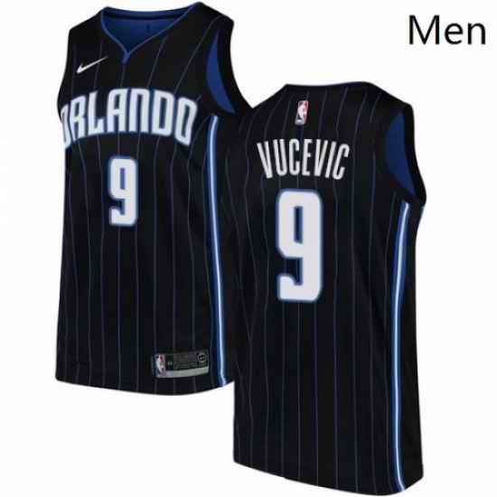 Mens Nike Orlando Magic 9 Nikola Vucevic Swingman Black Alternate NBA Jersey Statement Edition